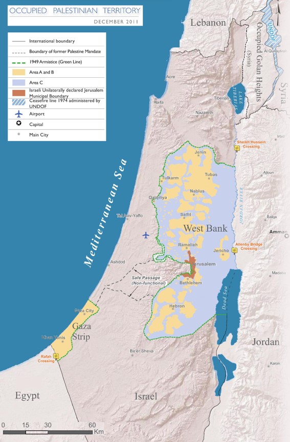 Mappa dei territori palestinesi occupati nel 2011